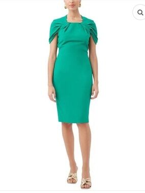 Trina Turk NWT Keisha 2 Emerald Green Cap Sleeve Midi Dress Size 16